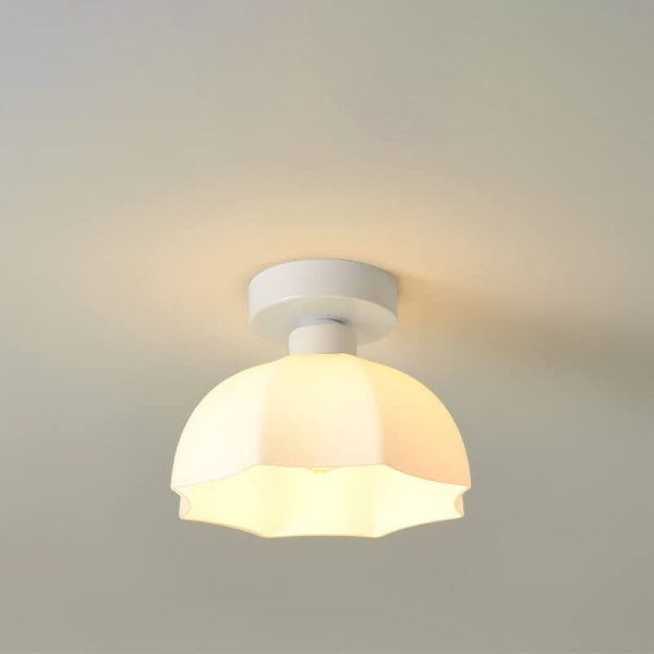 Scandinavian Modern Minimalist Iron Glass Ceramic Flower Diamond 1-Light Semi-Flush Mount Ceiling Light - Image 22