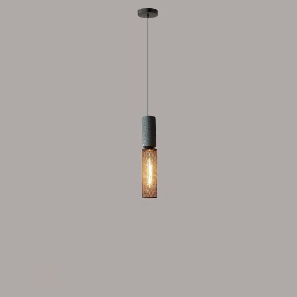 Contemporary Industrial Cylindrical Tapered Cement Iron 1-Light Pendant Light For Living Room - Image 19