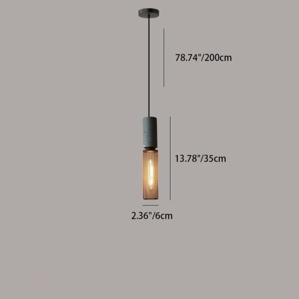 Contemporary Industrial Cylindrical Tapered Cement Iron 1-Light Pendant Light For Living Room - Image 8