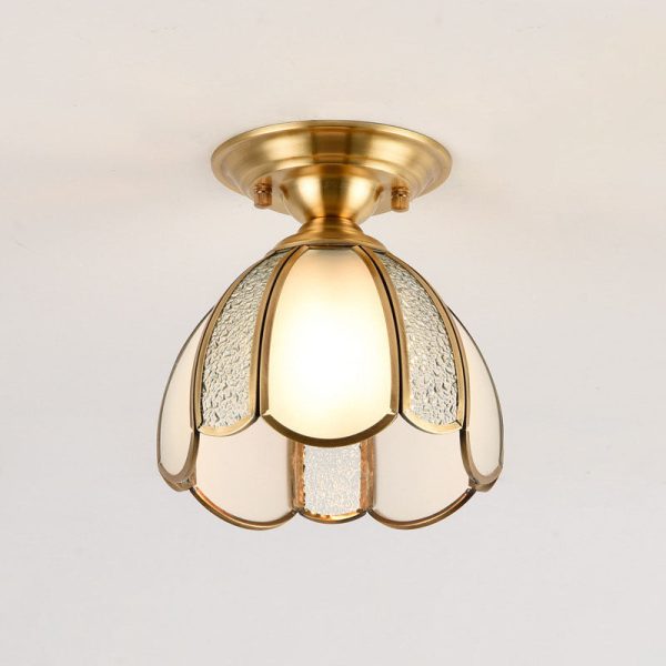 European Luxury Brass Glass Cone 1-Light Semi-Flush Mount Ceiling Light - Image 10