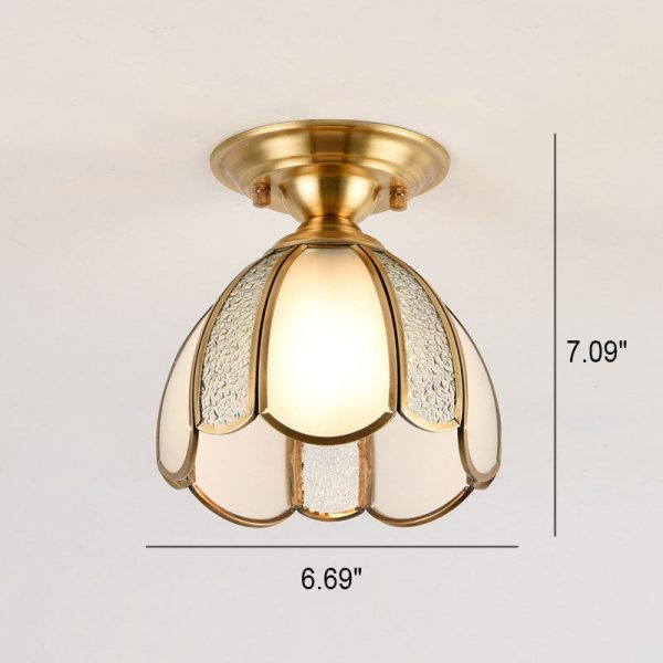 European Luxury Brass Glass Cone 1-Light Semi-Flush Mount Ceiling Light - Image 16