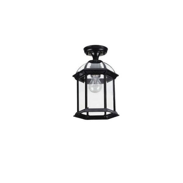 European Outdoor Hexagonal Lantern Waterproof 1-Light Semi-Flush Mount Ceiling Light - Image 13