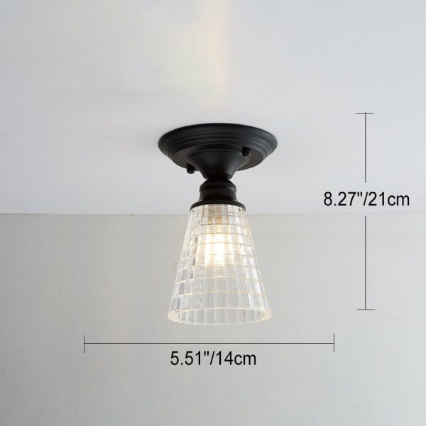 Nordic Vintage Glass Floral Round Geometry 1-Light Semi-Flush Mount Ceiling Light - Image 18