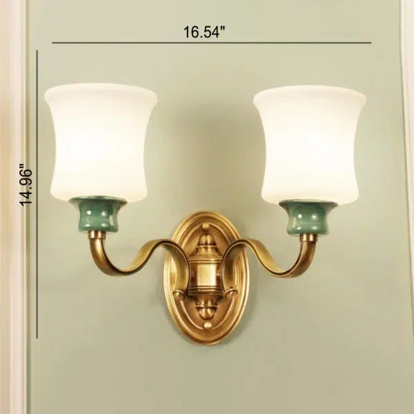 European Luxury Fabric Brass Carved 1/2 Light Wall Sconce Lamp - Image 17