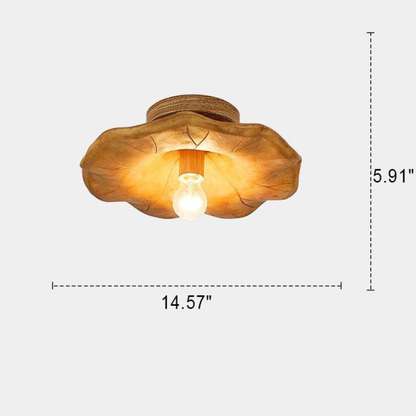 Japanese Wabi-sabi Lotus Leaf Resin 1-Light Semi-Flush Mount Ceiling Light - Image 14
