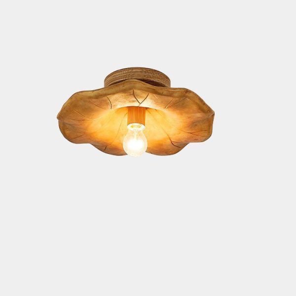 Japanese Wabi-sabi Lotus Leaf Resin 1-Light Semi-Flush Mount Ceiling Light - Image 8