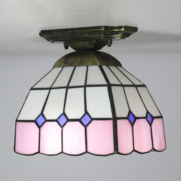 Tiffany Stained Glass Dome 1-Light Semi-Flush Mount Ceiling Light - Image 24