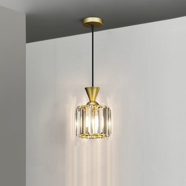 Contemporary Luxury Radiant Prismatic Clear Crystal Shade 1-Light Pendant Light For Living Room - Image 13