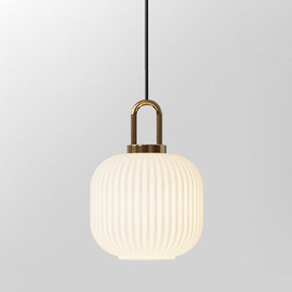 Contemporary Nordic Round Oval Pumpkin Stainless Steel Striped Glass 1-Light Pendant Light For Living Room - Image 25