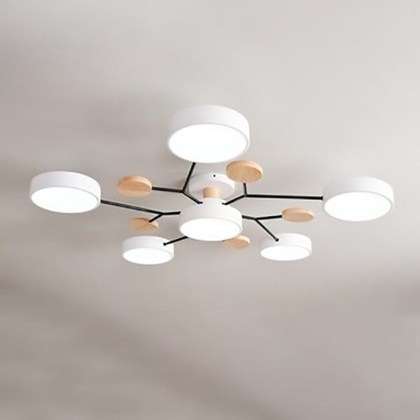 Contemporary Scandinavian Round Molecule Branch Design LED Semi-Flush Mount Ceiling Light For Living Room - Image 15