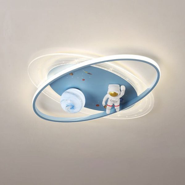 Childlike Cartoon Resin Astronaut Round Acrylic LED Flush Mount Ceiling Light - Image 19