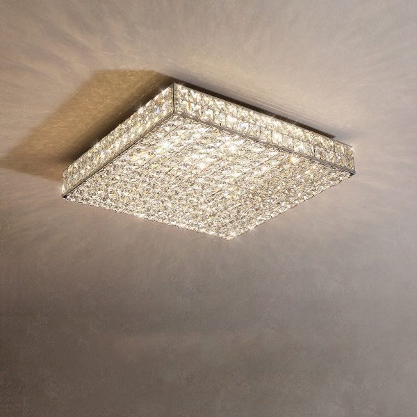 Modern Luxury Stainless Steel Crystal Round Square Rectangular LED Flush Mount Ceiling Light For Living Room - Image 20