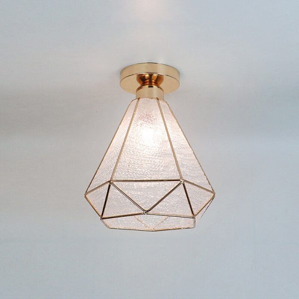 European Light Luxury Glass Gold 1-Light Semi-Flush Mount Ceiling Light - Image 9