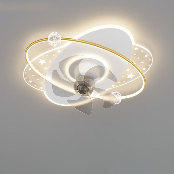 Contemporary Creative Iron Acrylic Round Square LED Semi-Flush Mount Ceiling Fan Light For Bedroom - Image 21