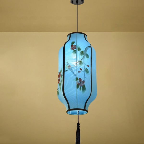Oriental Antique Handmade Oval Lantern Fabric 1-Light Pendant Light - Image 6
