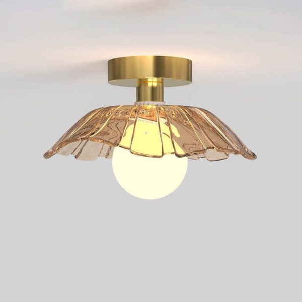 Modern Light Luxury Glass Flower Design Iron 1-Light Semi-Flush Mount Ceiling Light - Image 13