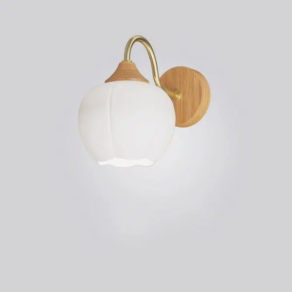 Nordic Striped Glass Round Log Wood 1-Light Wall Sconce Lamp - Image 7