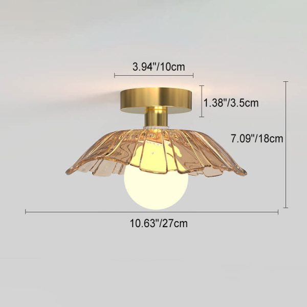 Modern Light Luxury Glass Flower Design Iron 1-Light Semi-Flush Mount Ceiling Light - Image 7