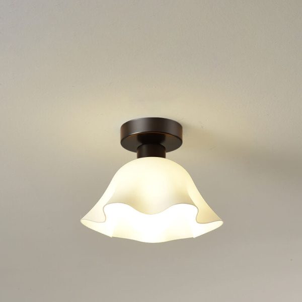 Scandinavian Modern Minimalist Iron Glass Ceramic Flower Diamond 1-Light Semi-Flush Mount Ceiling Light - Image 23