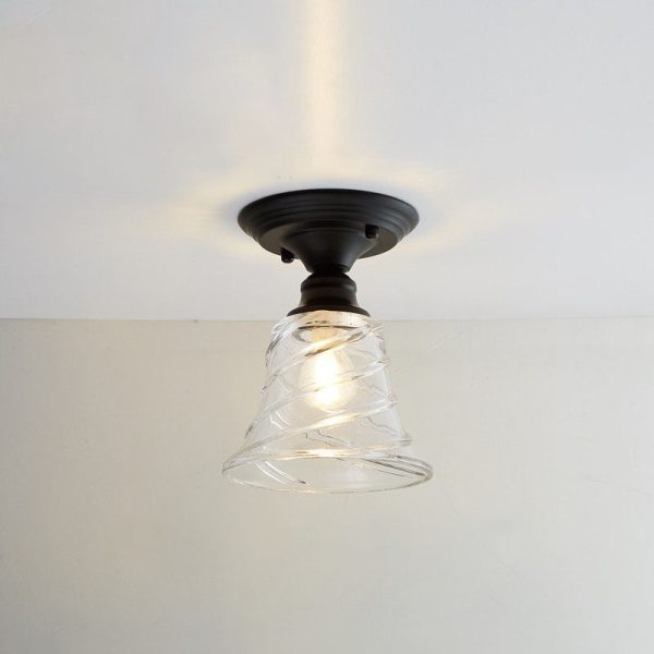 Nordic Vintage Glass Floral Round Geometry 1-Light Semi-Flush Mount Ceiling Light - Image 10