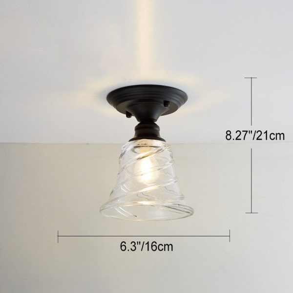 Nordic Vintage Glass Floral Round Geometry 1-Light Semi-Flush Mount Ceiling Light - Image 19