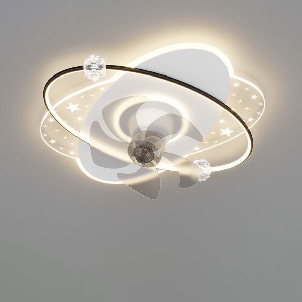 Contemporary Creative Iron Acrylic Round Square LED Semi-Flush Mount Ceiling Fan Light For Bedroom - Image 22
