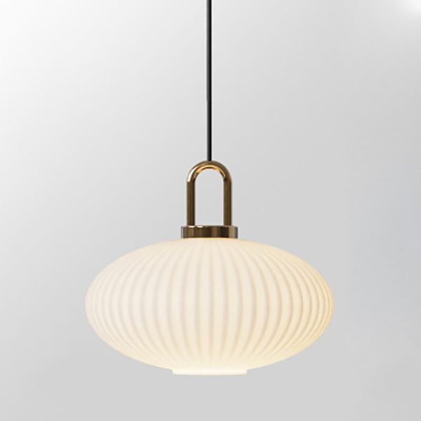 Contemporary Nordic Round Oval Pumpkin Stainless Steel Striped Glass 1-Light Pendant Light For Living Room - Image 26
