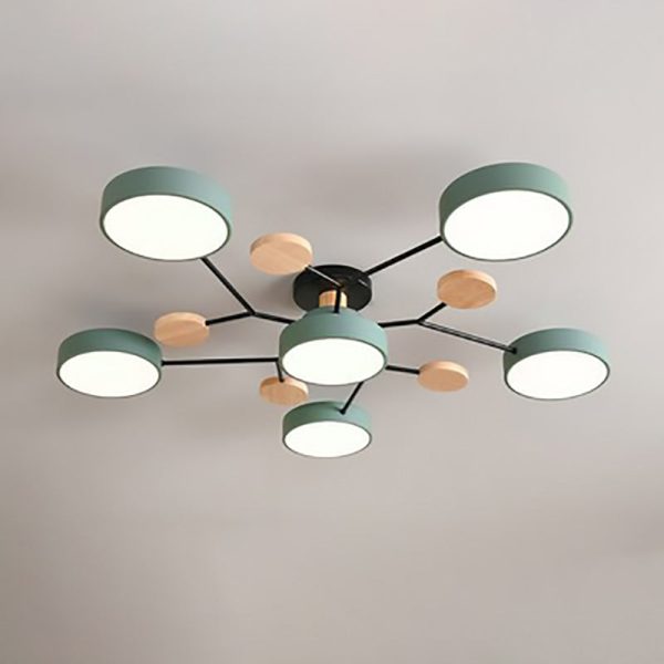 Contemporary Scandinavian Round Molecule Branch Design LED Semi-Flush Mount Ceiling Light For Living Room - Image 16