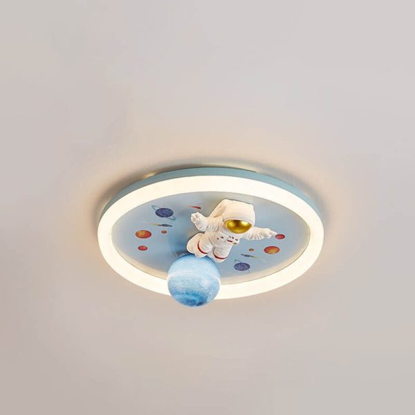 Childlike Cartoon Resin Astronaut Round Acrylic LED Flush Mount Ceiling Light - Image 16