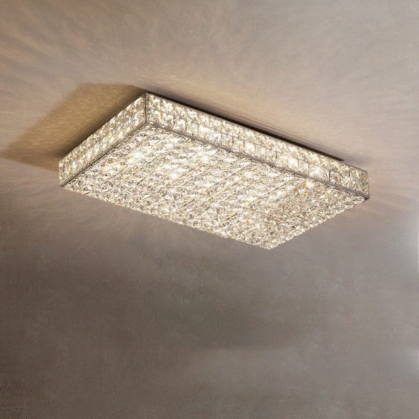 Modern Luxury Stainless Steel Crystal Round Square Rectangular LED Flush Mount Ceiling Light For Living Room - Image 21