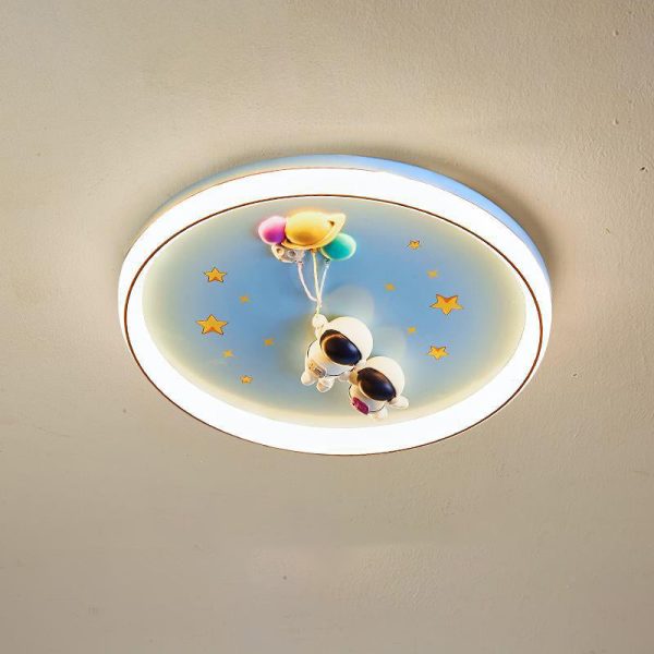 Contemporary Creative Cartoon Planet Resin Astronaut Acrylic Round Shade LED Kids Flush Mount Ceiling Light For Bedroom - Image 12
