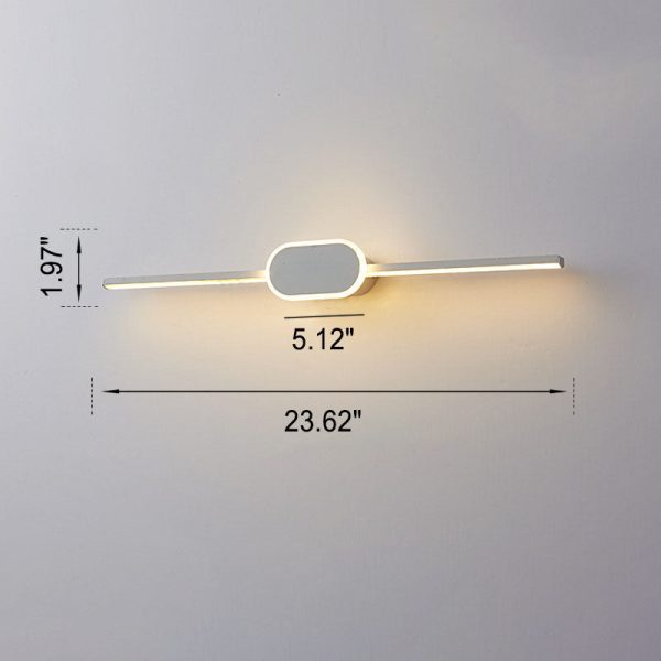 Modern Minimalist Long Strip Oval Base Vanity Light LED Wall Sconce Lamp - Image 9