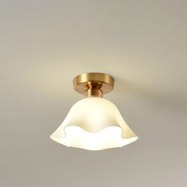 Scandinavian Modern Minimalist Iron Glass Ceramic Flower Diamond 1-Light Semi-Flush Mount Ceiling Light - Image 24