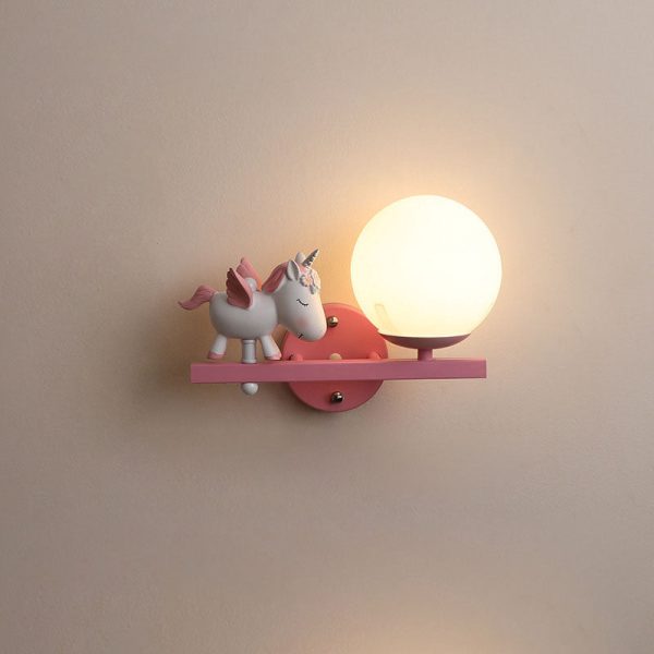 Contemporary Creative Kids Girls Unicorn Orb Resin Iron Glass 1-Light Wall Sconce Lamp For Bedroom - Image 18
