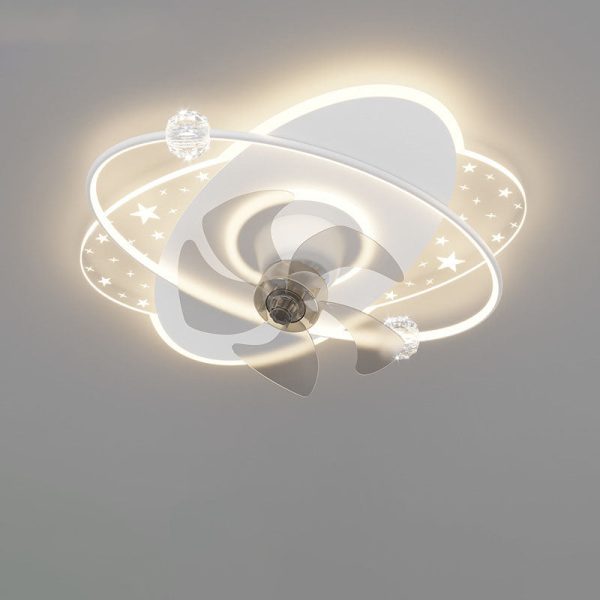 Contemporary Creative Iron Acrylic Round Square LED Semi-Flush Mount Ceiling Fan Light For Bedroom - Image 23