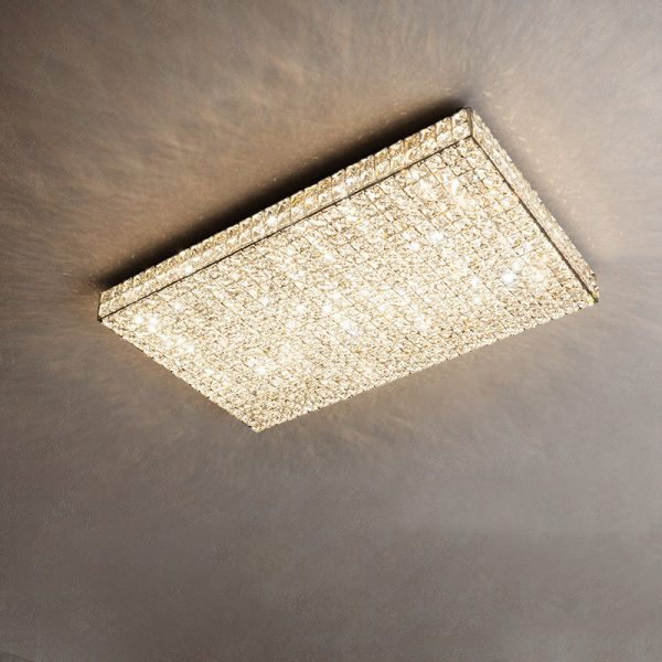 Modern Luxury Stainless Steel Crystal Round Square Rectangular LED Flush Mount Ceiling Light For Living Room - Image 22