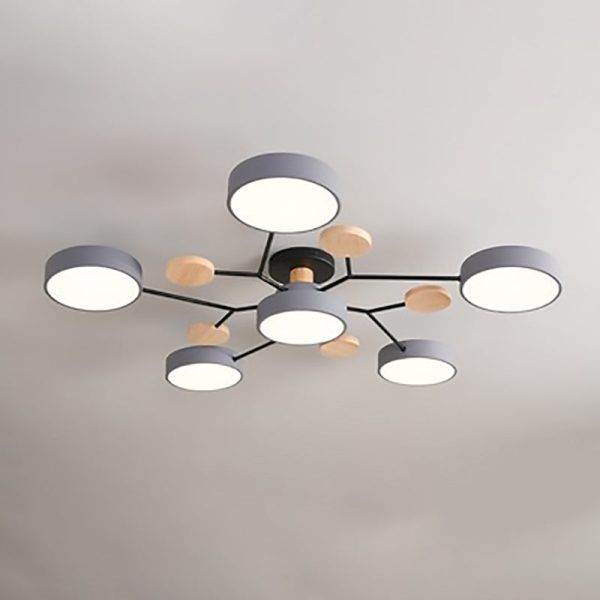 Contemporary Scandinavian Round Molecule Branch Design LED Semi-Flush Mount Ceiling Light For Living Room - Image 17