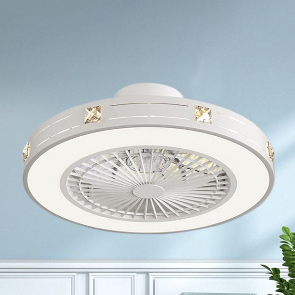 Modern Minimalist Solid Color Iron Copper LED Flush Mount Ceiling Fan Light - Image 3