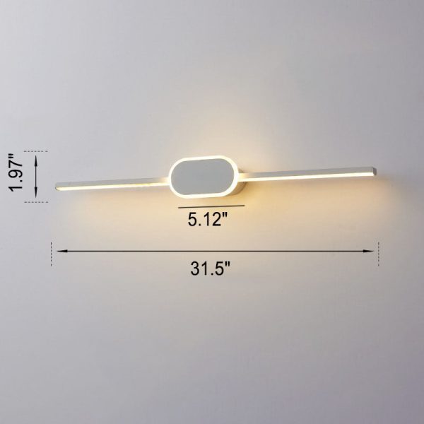 Modern Minimalist Long Strip Oval Base Vanity Light LED Wall Sconce Lamp - Image 10