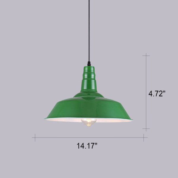 Industrial Vintage Green Iron Dome Cone 1-Light Pendant Light - Image 21