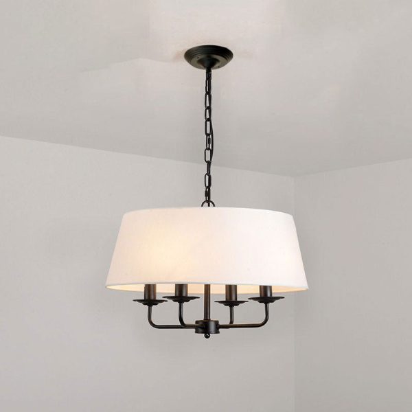 European Vintage Classic Iron Cloth 4-Light Pendant Light - Image 21