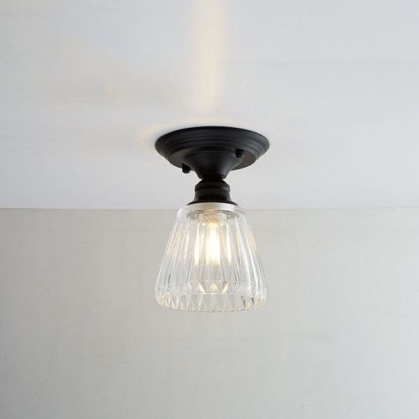 Nordic Vintage Glass Floral Round Geometry 1-Light Semi-Flush Mount Ceiling Light - Image 12