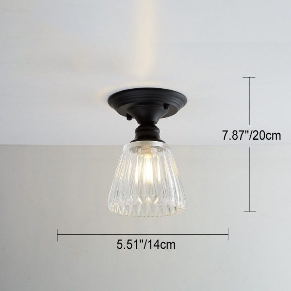 Nordic Vintage Glass Floral Round Geometry 1-Light Semi-Flush Mount Ceiling Light - Image 21