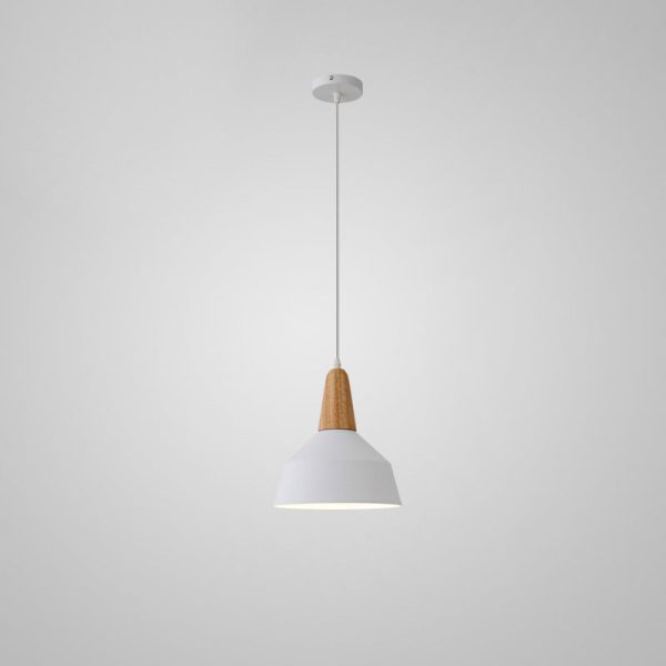 Nordic Minimalist Macaron Solid Color Aluminum Wood 1-Light Pendant Light - Image 25