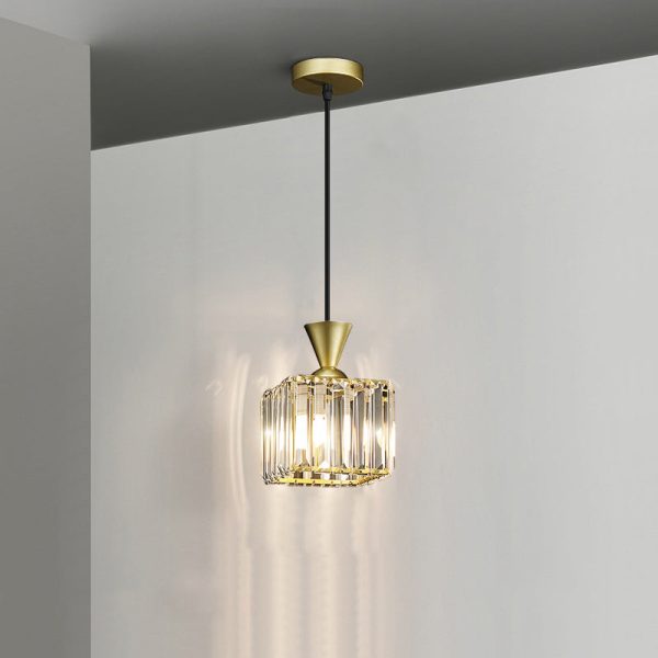 Contemporary Luxury Radiant Prismatic Clear Crystal Shade 1-Light Pendant Light For Living Room - Image 14