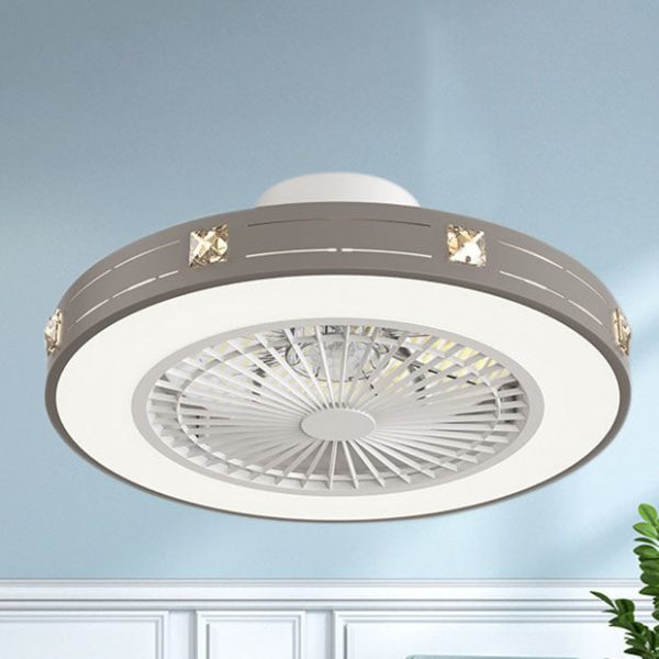 Modern Minimalist Solid Color Iron Copper LED Flush Mount Ceiling Fan Light - Image 10