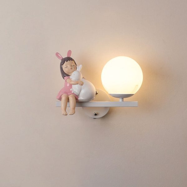 Contemporary Creative Kids Girls Unicorn Orb Resin Iron Glass 1-Light Wall Sconce Lamp For Bedroom - Image 20