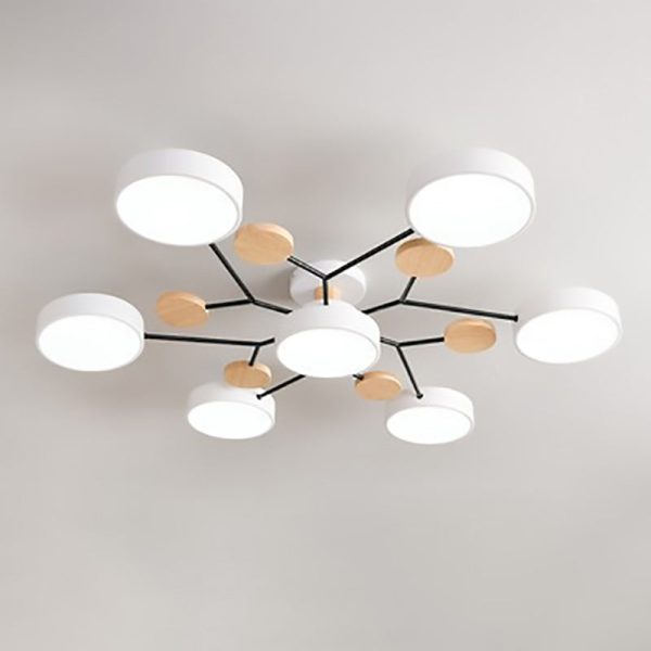Contemporary Scandinavian Round Molecule Branch Design LED Semi-Flush Mount Ceiling Light For Living Room - Image 18