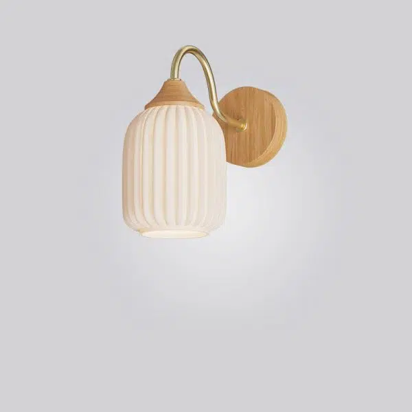 Nordic Striped Glass Round Log Wood 1-Light Wall Sconce Lamp - Image 19