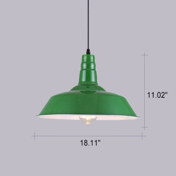 Industrial Vintage Green Iron Dome Cone 1-Light Pendant Light - Image 22